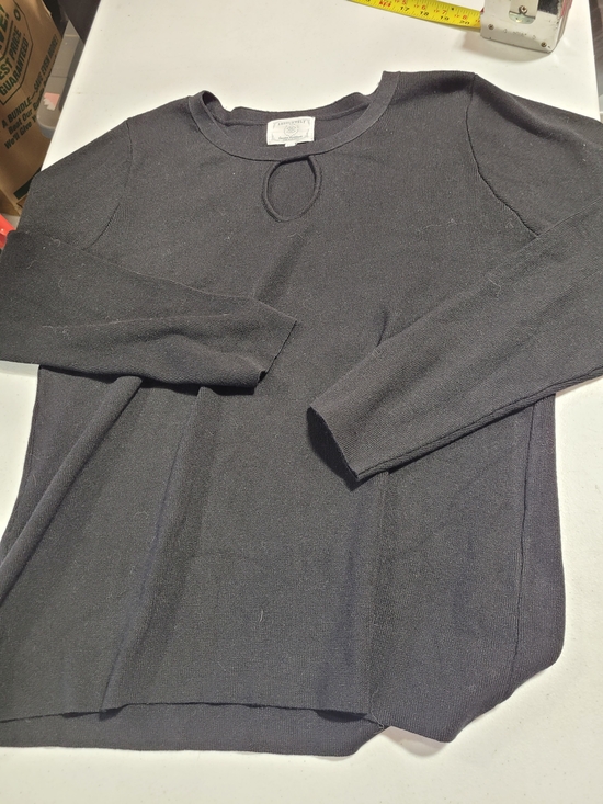 Absolutely Sweaters - Absolutely Black Crewneck Sweater with Keyhole